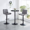 2x Gray Faux Leather Black Metal Base Swivel Bar Stool Height Adjustable Kitchen