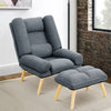 Fabric Upholstered Armchair Lounger Sleeper Recliner Sofa Chair with Footstool