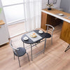 3Pcs Modern Breakfast Bar Dining Table and 2 Chairs Set Metal Frame Kitchen