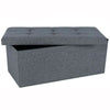 LARGE GREY FOLDING STORAGE OTTOMAN POUFFE FOOT STOOL STORAGE BOX SEAT