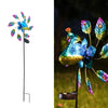 Outdoor Garden Solar Wind Spinner LED Light Peacock Sculpture WindMill Stake