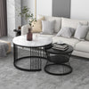 Modern Round Coffee Tables Set of 2 End Table Nesting Tables Marble Pattern QA