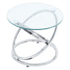 Modern Clear Glass Sofa Side Table Chrome Leg Small Coffee Table Living Room