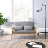 Wooden Armchair Sofa Couch Linen Solid w/ Cushion Lounge Living Room Dark Gray