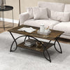 Modern Coffee Table 2-Tier Faux Marble Accent Table Snack End Table Living Room