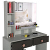 Dressing Table with Drawers, Mirror Stool Set Makeup Desk Vanity Table Bedroom