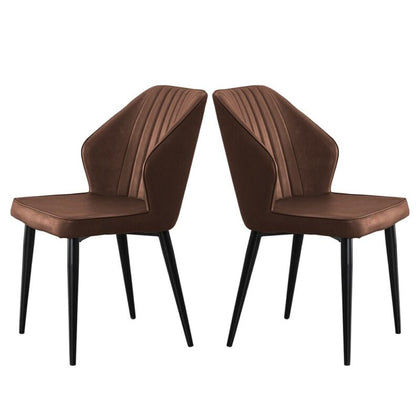2X Dining Chair Brown Faux Leather Office Chair Dining Room Home Office Chair