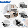 2-in-1 Convertible Sofa Bed Folding Ottoman Sleeper Space Saving Couch Lounger