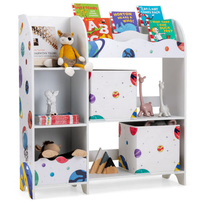 Kids Toy and Book Organizer Wooden Children Storage Display Cabinet Bookshelf