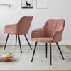 Set of 2 Pink Velvet Dining Chairs Armchairs Kitchen Dining Room Chair Modern