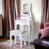 Dressing Table With Drawer Mirror & Stool Set Makeup Desk Vanity Table Bedroom