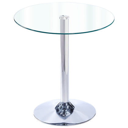 70cm Tempered Glass Dining Coffee Table Round Pedestal Table Modern Furniture