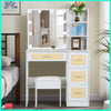 Modern Vanity Makeup Dressing Table w/Drawers LED Hollywood Mirror Stool Shelves