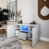 Grey TV Unit Cabinet Stand Sideboard Cupboard High Gloss Doors Drawers LED Light