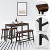 4PCS Dining Table & Chair Set Kitchen Furniture W/ Counter Table Bench & Stools