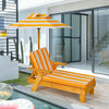 Kids Outdoor Chaise Lounge Chair Children Portable Cushioned Lounger W/ Umbrella