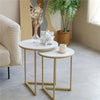 Elegant Minimalist Marble Nest of Table End Bedside Table with Sturdy Gold Frame