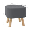 Linen Footstool Upholstered Padded Stool Pouffe Seat Footrest Chair Wooden Legs