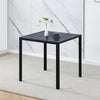 Small Space Dining Set 5Pcs Square Black Glass Dining Table+ 4 Dining Chairs Set