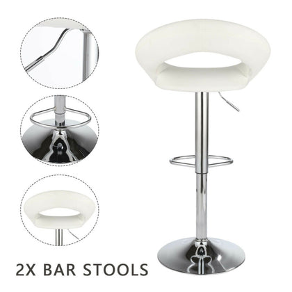 2 Swivel PU Bar Stools Chair Eclipse Leather Chrome Kitchen Gas Lift White