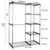 5-Tier Wardrobe Portable Clothes Storage Cupboard With Hanging Rail Shelving UK
