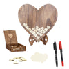 3D Wood Retro Wedding Guest Book Heart Shape Frame DIY Box W/88 Signature Heart