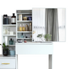 Dressing Table with Drawers, Mirror Stool Set Makeup Desk Vanity Table Bedroom