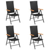 5 Piece Garden Dining Set Black and Brown Poly Rattan Q6F1