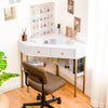 Corner Computer Desk Space Saving Corner Writing Workstation w/ 2 Large Drawers