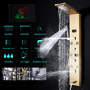 Gold LED Shower Panel Column Tower Massagers Body Jets Bathroom Mixer Taps Wall