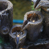 Outdoor Garden Water Feature LED Lighting Wooden Effect Fountain Solar Powered