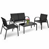 4PCS Outdoor Furniture Bistro Set Garden Patio Loveseat Table & Chair Set