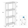 4-Tier Storage Trolley Slim Storage Shelf with Wheels Kitchen Bathroom White
