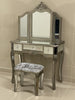 Argent Mirrored 1 Drawer Dressing Table Set. Bedroom Furniture Champagne Silver