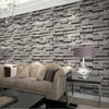 Dark Grey Slate Stone Brick 5.3 SQM Wallpaper House Wall Covering Stickers Roll