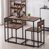 Small Table and 2 Chairs Metal Bar Set Kitchen Dining Breakfast Stools Furniture