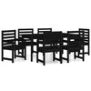 7 Piece Garden Dining Set Black Solid Wood Pine D6C7