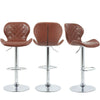 Set of 2 Diamond Chrome&Gas Lift Swivel Faux Leather Kitchen Breakfast Bar Stool