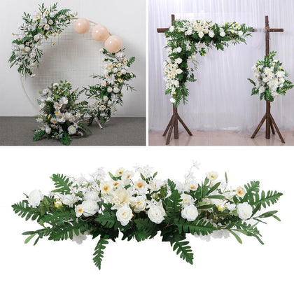 3PCS Artificial Wedding Arch Rose Flower Row Top Table Centrepiece Vase Set