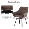 2x Brown Dining Chairs Swivel Faux Leather Padded Seat Dining room Modern