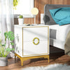 White Bedside Table Wooden Cabinet 1 Storage Drawer Gold Metal Handle Legs