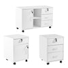 Rolling Wood Office Storage Cabinet Drawers Wheels File Cabinet Lockable Rolling