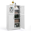 Bathroom Storage Floor Cabinet Freestanding Wooden Storage Cupboard with 4 Doors