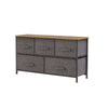 Grey Chest of 5 Drawers Fabric Storage Organizer Unit with Metal Frame Cabinet