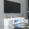 Modern TV Unit Cabinet Stand Matt Body & High Gloss Doors LED Light Livingroom