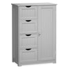 Bathroom Floor Cabinet Storage Cupboard Organizer W/Adjustable Shelf & 4 Drawers