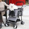 Large Pet Stroller Foldable Dog Cat Travel Carriage with Detachable Carrier Cart