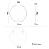 Illmiunated Round LED Bathroom Mirror Single Touch Fogless Cold White Light Wall