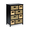 Wooden Storage Unit Wicker Baskets 8 Drawer Black Chest Assembled Hallway Furnit