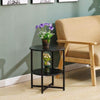 2 Tier Small Sofa Side Table Coffee End Round Black Shelf Living Room Bedroom